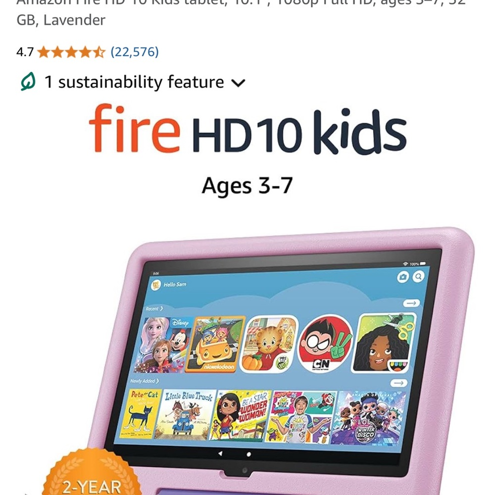 Amazon Fire HD 10 Tablet Purple Durable Design